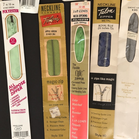 Vintage Lot Of 24 Assorted J & P Coats Talon Etc. Zippers NOS - Picture 12 of 15